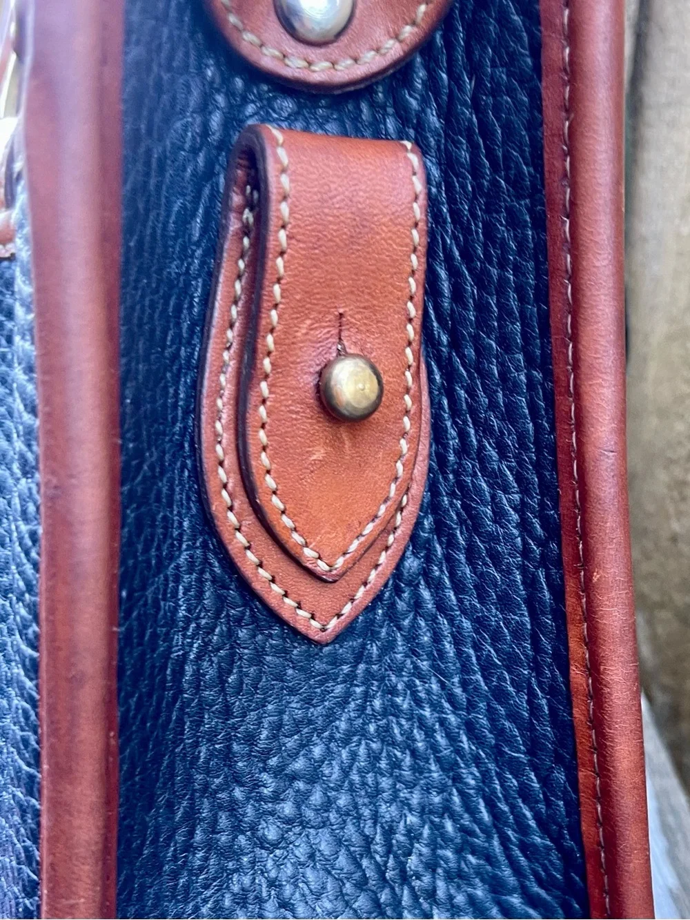 VTG Dooney & Bourke Navy & British Tan All Weather Leather